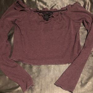 Purple, off the shoulder crop top